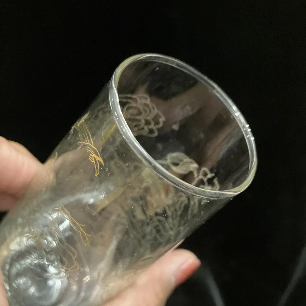 Stemless Champagne Flute Gold Gilded Rose Bouquet Wine Glass Vase Replacement
